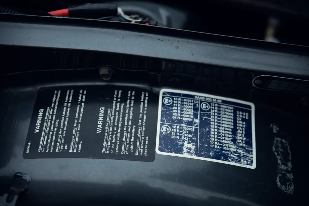 Car battery warning label and information sticker.
