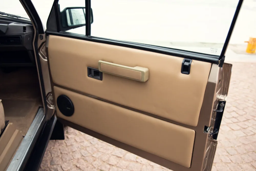 Open car door interior panel.