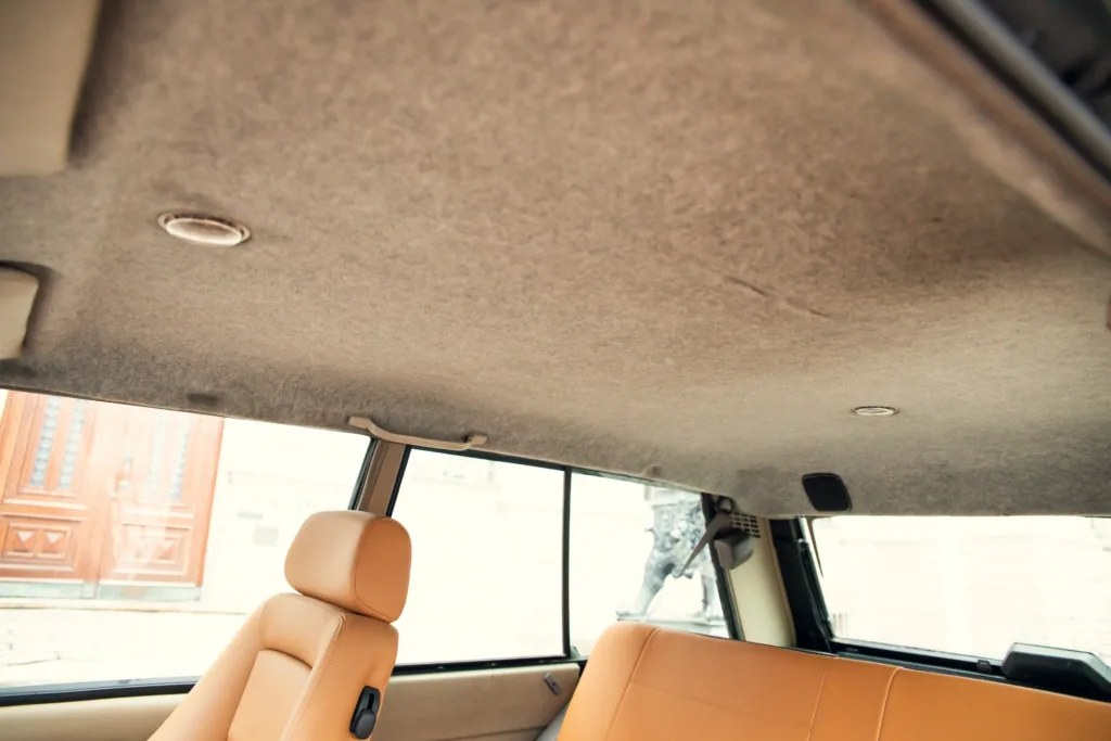 Car interior roof and leather seats.
