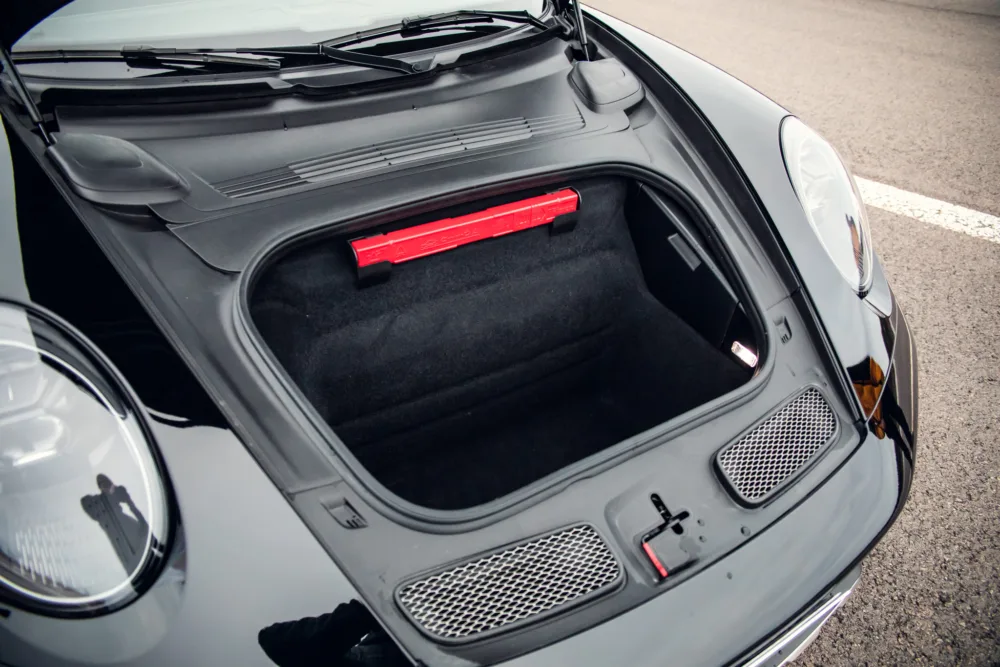 Front trunk of a modern sports car open