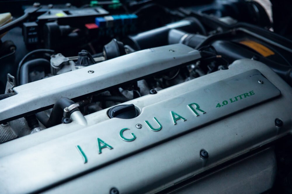 Jaguar 4.0 litre engine close-up in vehicle.