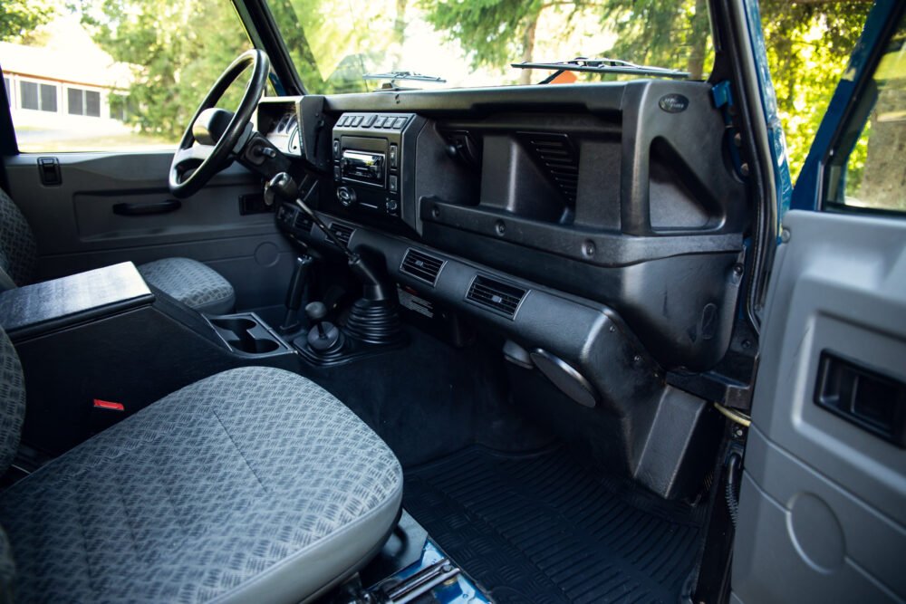 Interior of vintage truck with manual transmission.