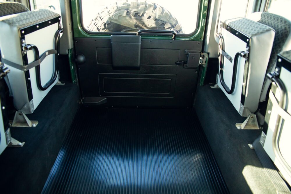 Interior view of empty armored vehicle.