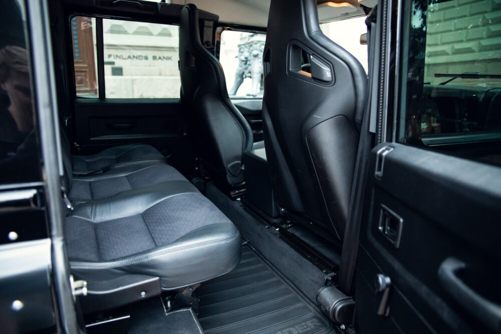 Interior view of a modern vehicle's rear seats.