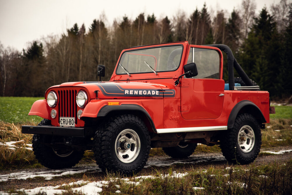 Red Jeep Renegade parked outdoors