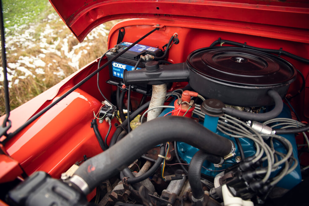 Detailed view of a classic car engine compartment