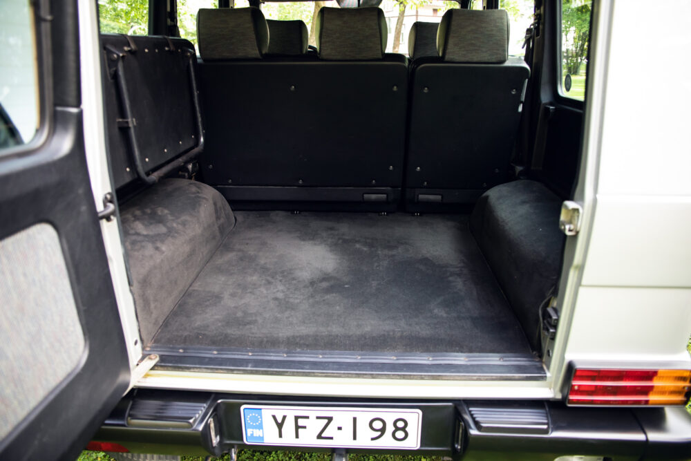 Empty cargo area of an open SUV