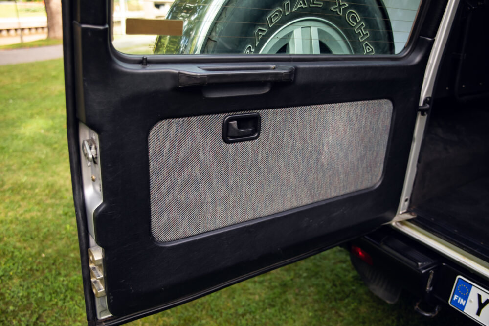 Open car door showing interior and speaker detail