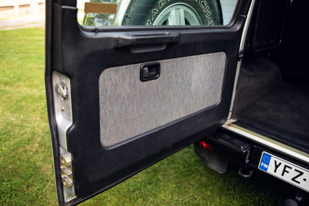 Open car door showing speaker and interior design