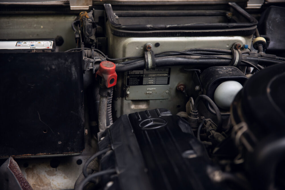 Detailed Mercedes-Benz engine compartment view