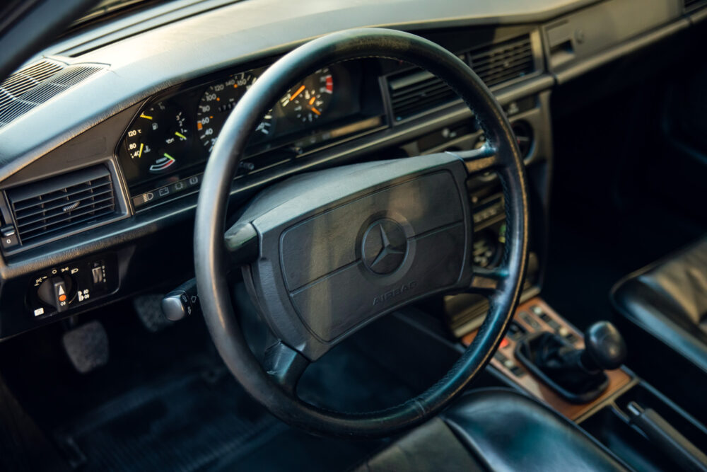 Vintage Mercedes dashboard and steering wheel