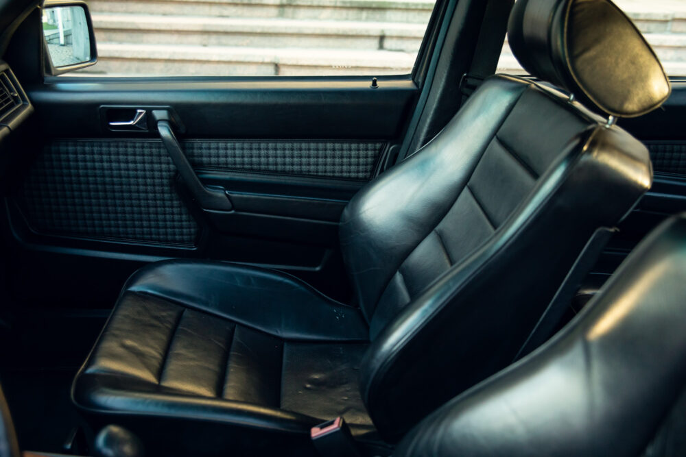 Vintage car's interior with leather seats