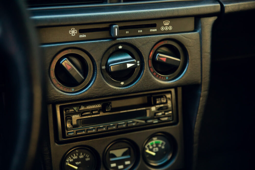 Vintage car dashboard with Kenwood stereo system