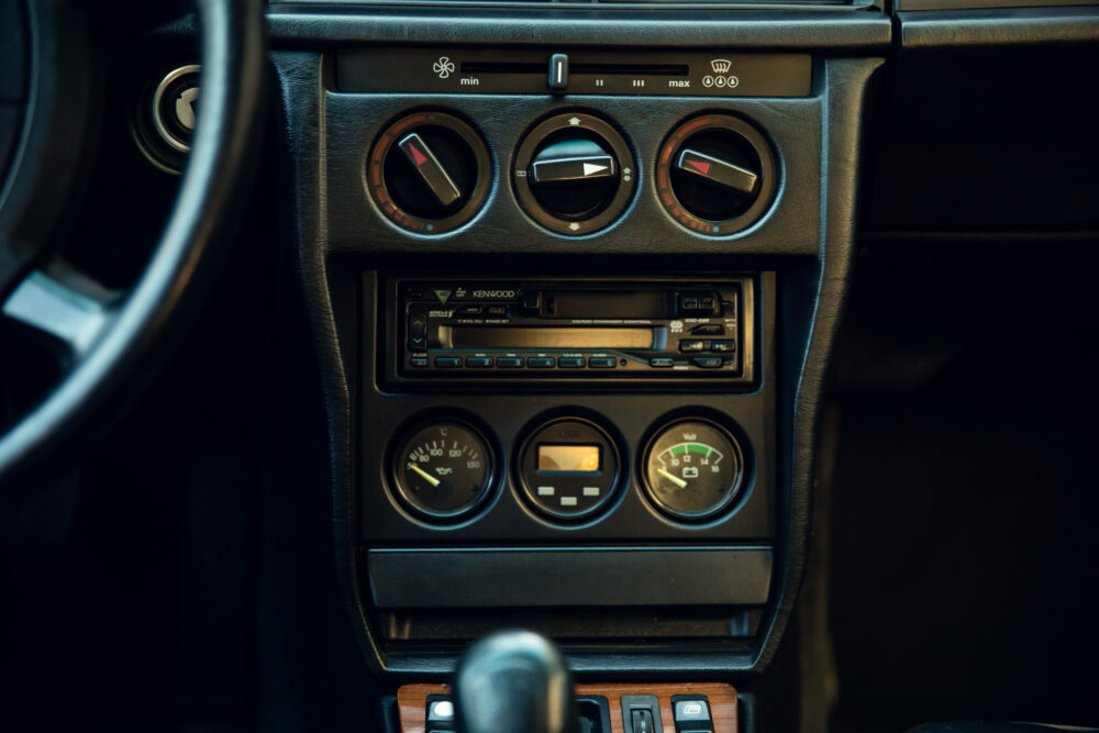 Vintage car dashboard with Kenwood stereo system