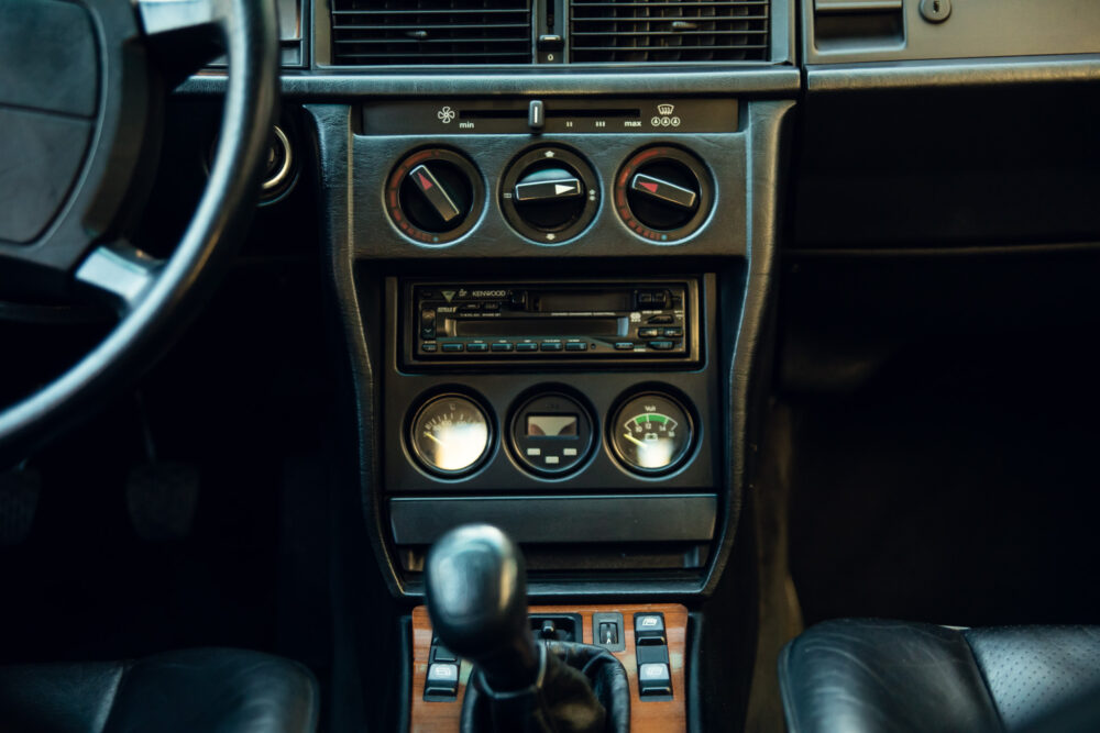 Vintage car dashboard with radio and climate controls