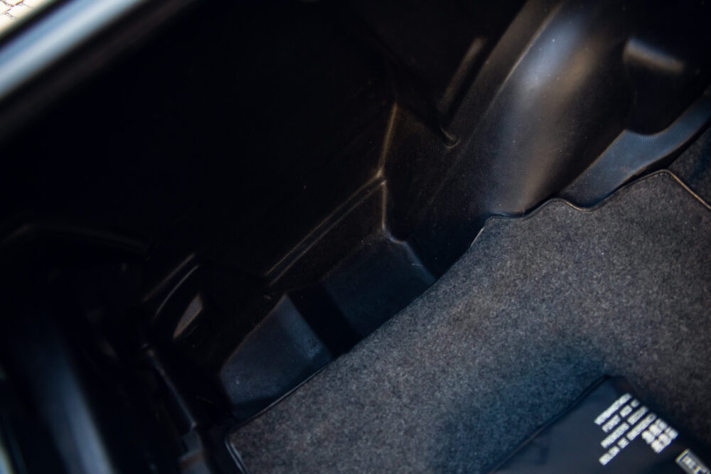 Close-up of black car trunk interior