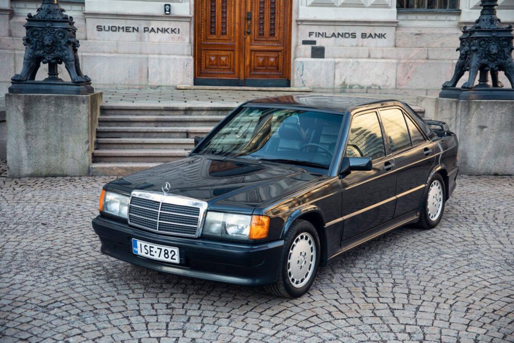 Vintage Mercedes car parked outside Finland's Bank