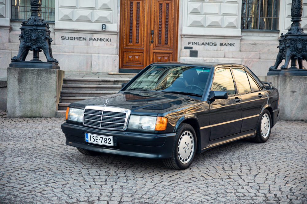 Vintage Mercedes-Benz in front of Finland's Bank