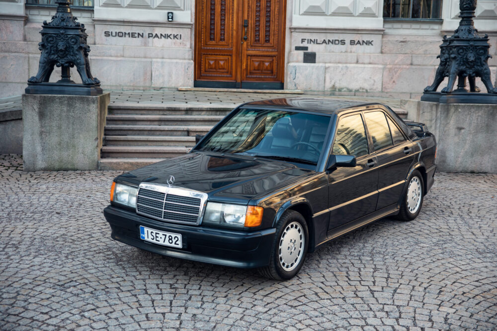 Vintage Mercedes-Benz parked in front of Finland's Bank