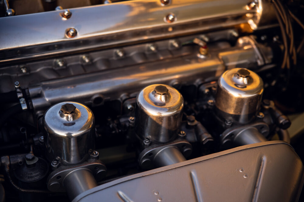 Close-up of classic car engine details