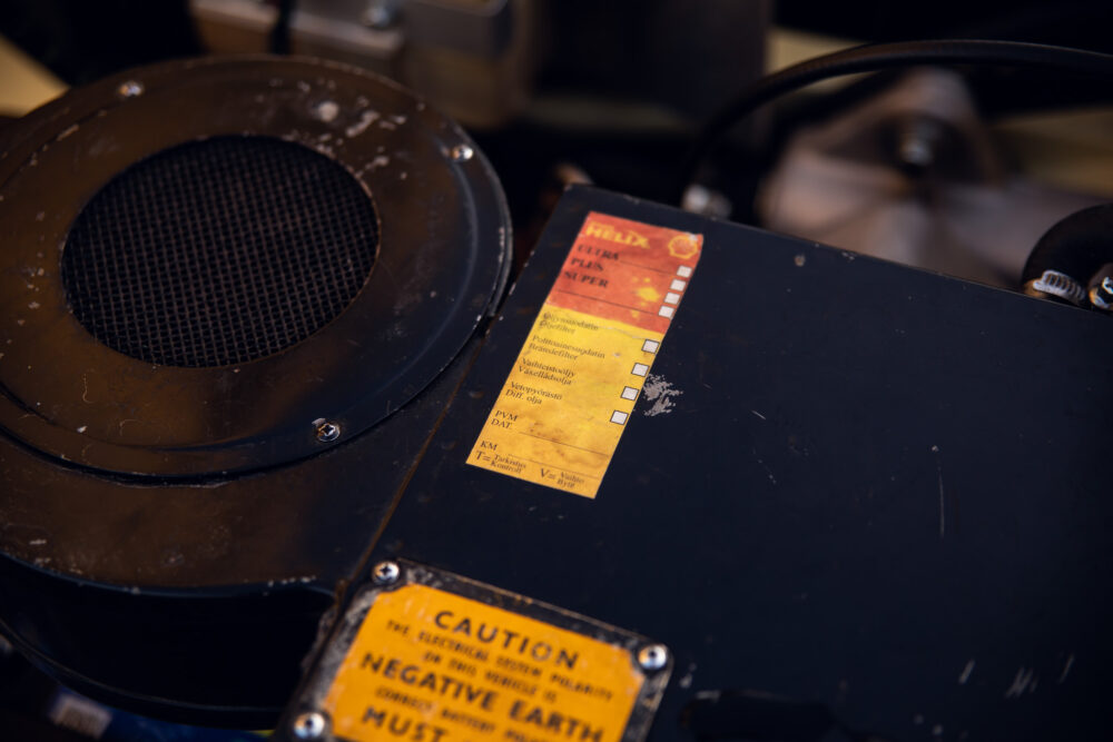Close-up of vintage machine maintenance chart