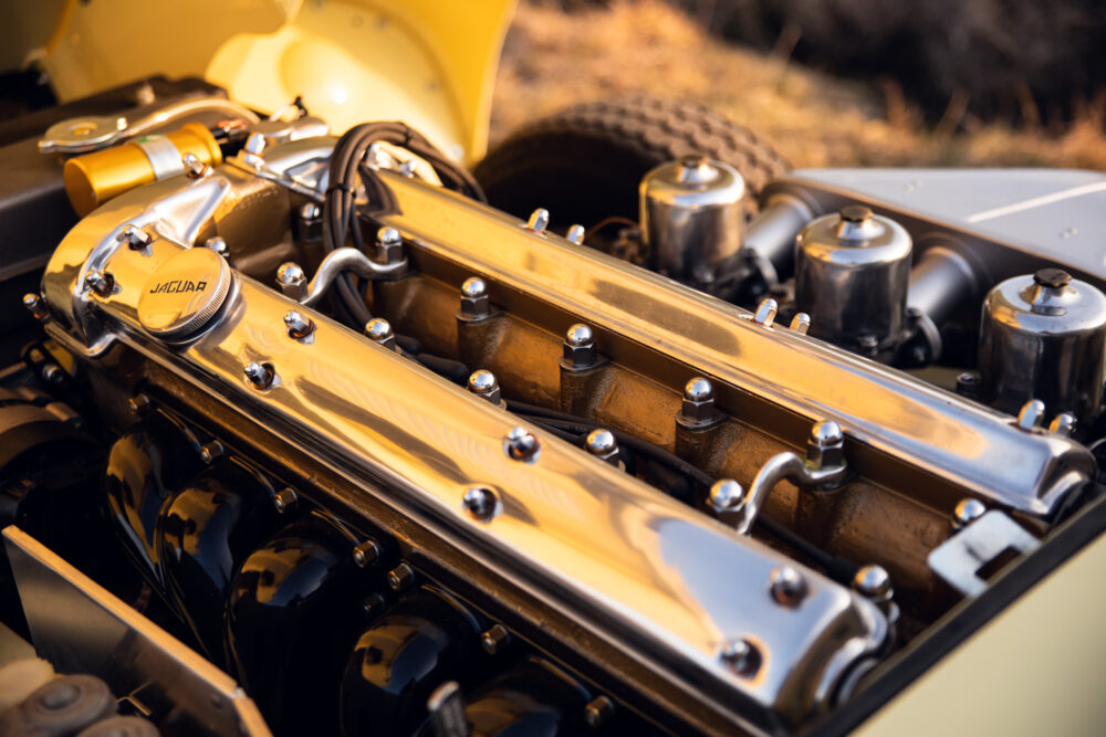 Jaguar engine close-up showing detailed parts