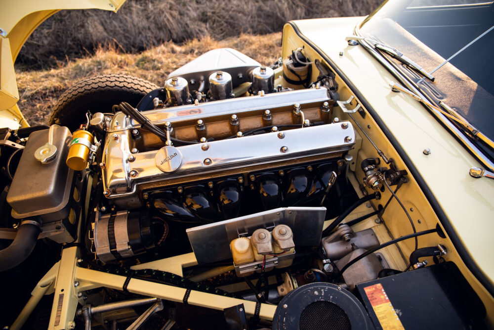 Detailed view of a classic car engine compartment