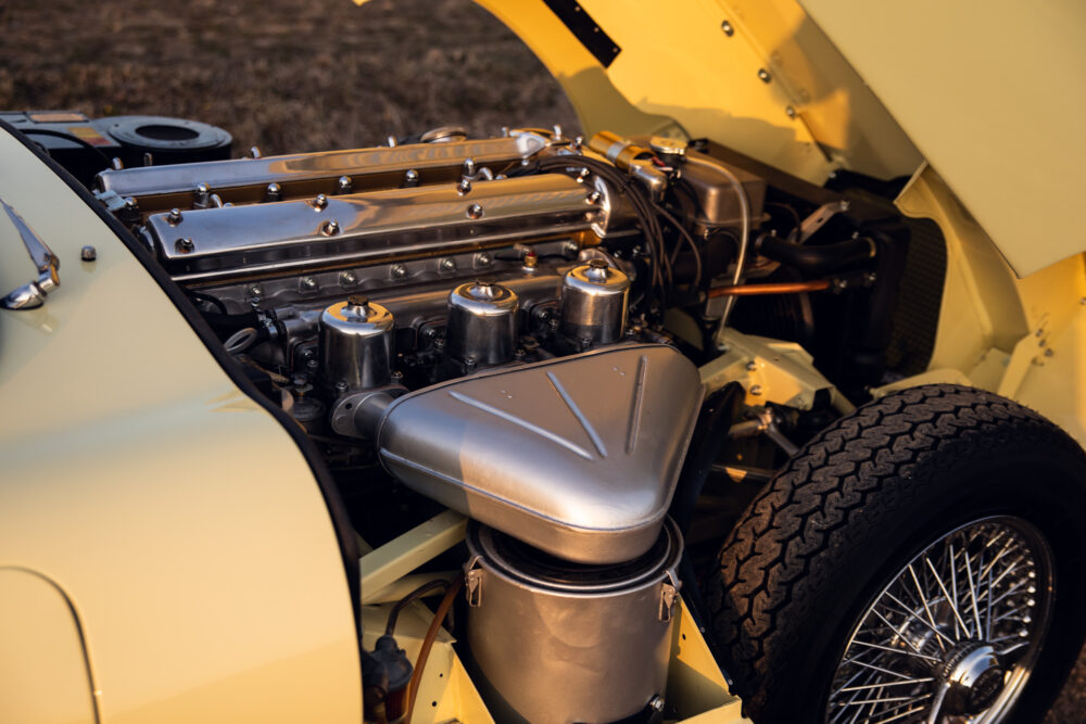 Detailed view of classic car engine and components