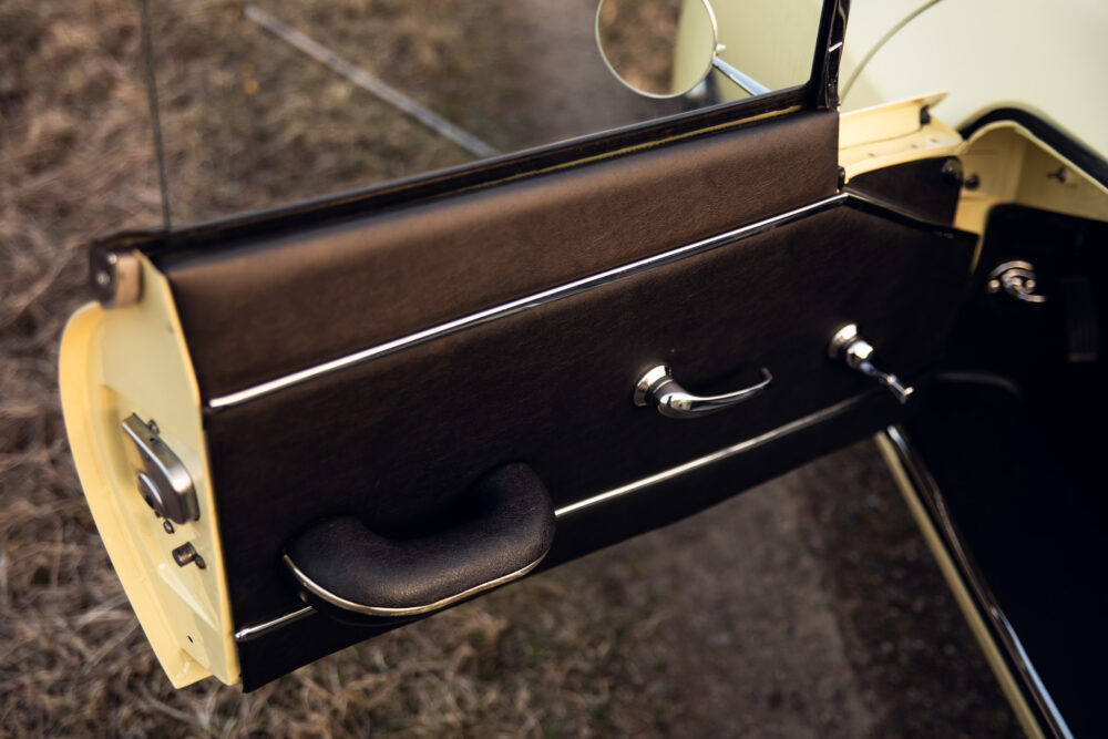 Vintage car door and handle close-up