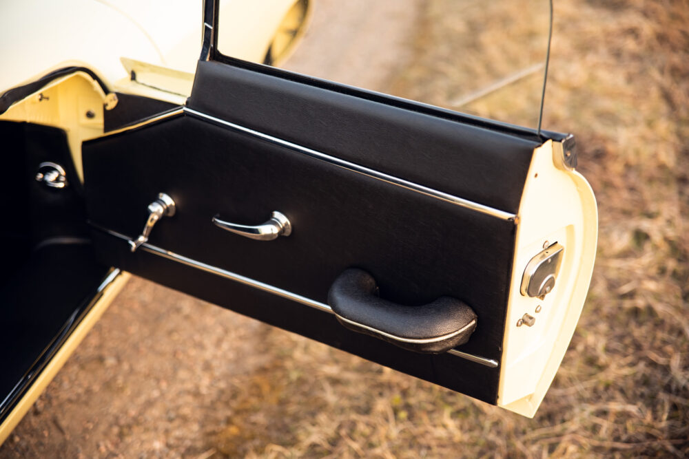 Vintage car door and handle close-up