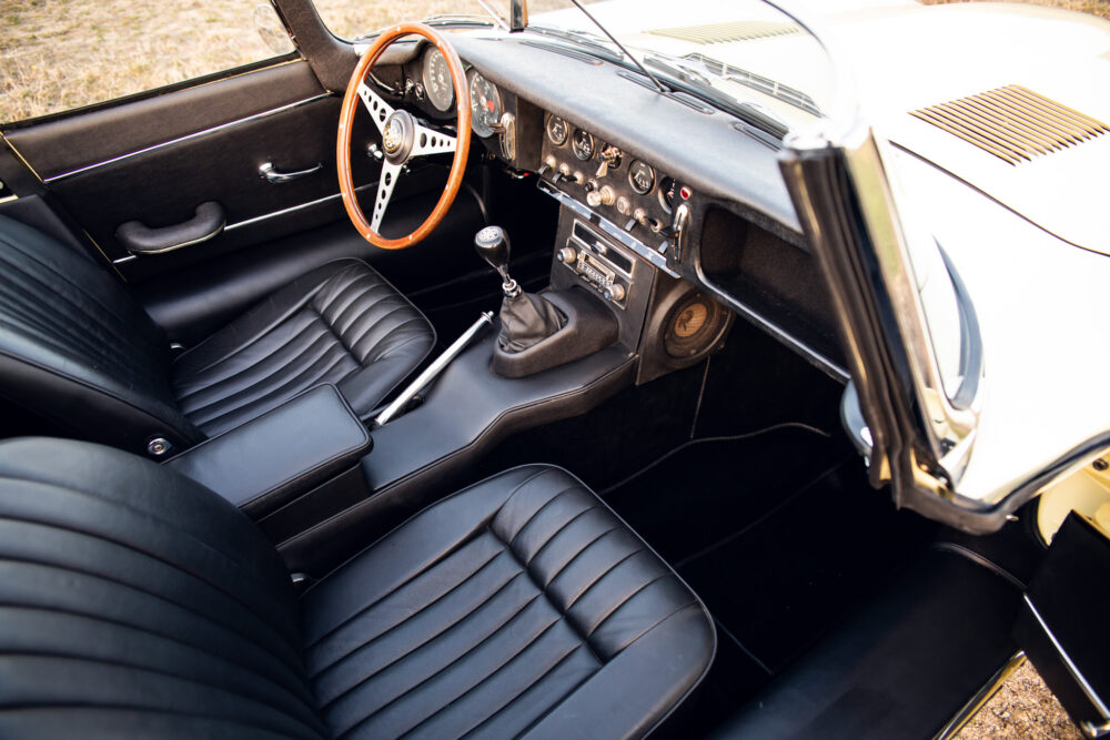 Vintage car interior with classy wooden dashboard design