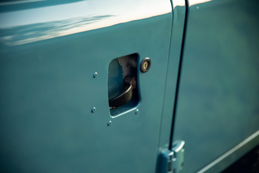 Close-up of vintage car's side vent detail