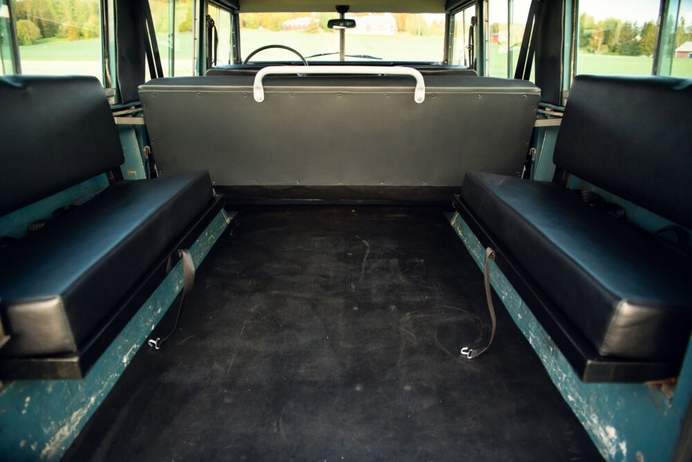 Interior view of empty vintage bus
