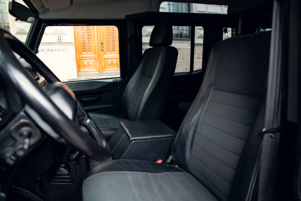 Interior view of a modern SUV with leather seats.