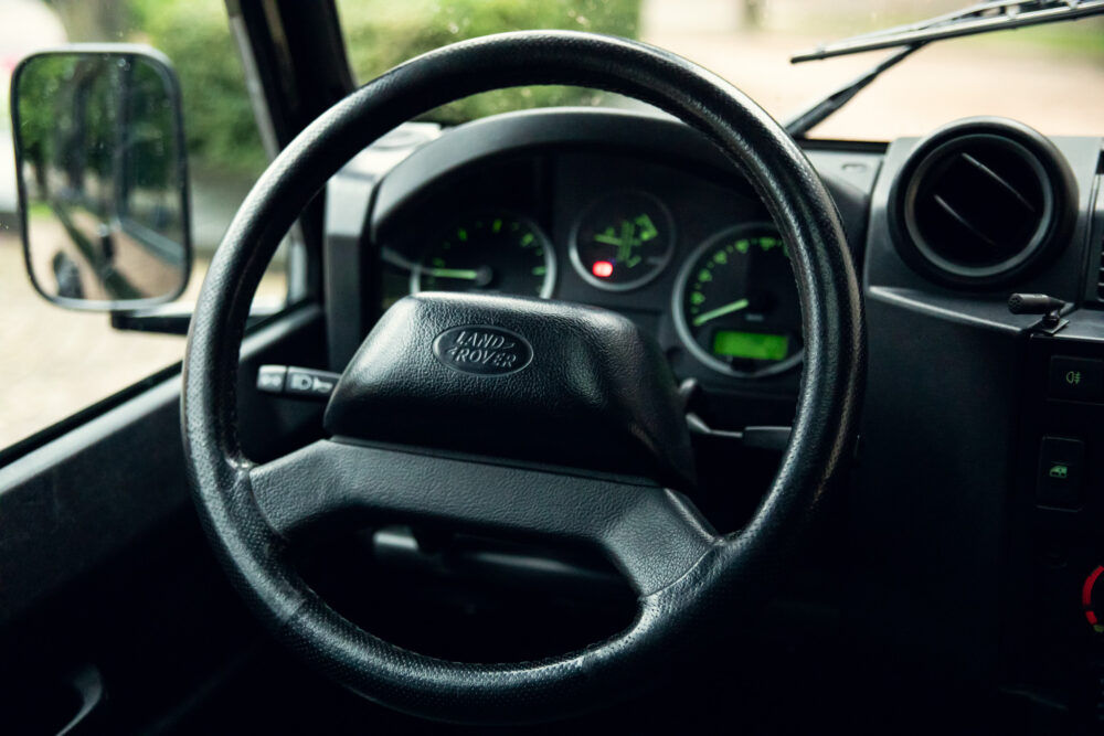 Land Rover steering wheel and dashboard interior view