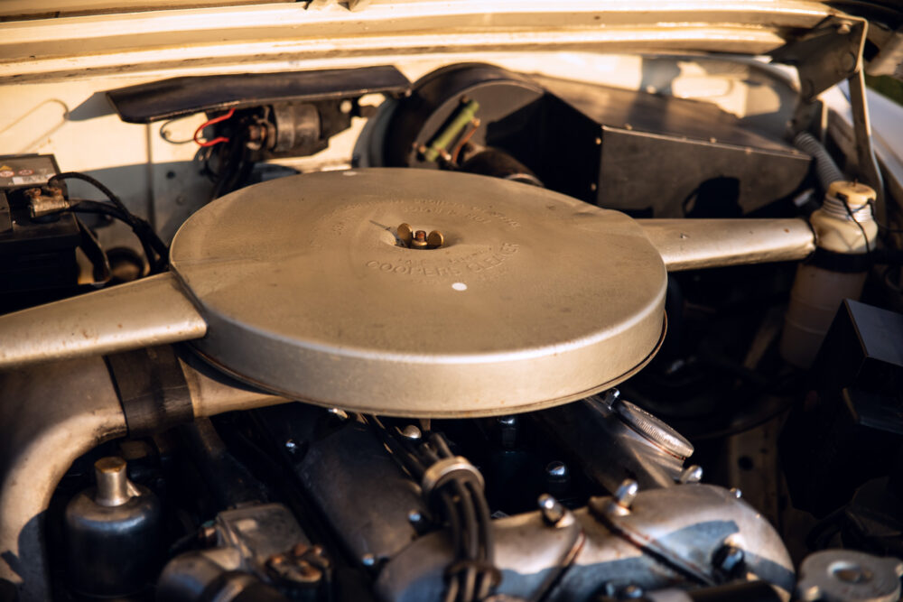 Close-up of vintage car engine under hood