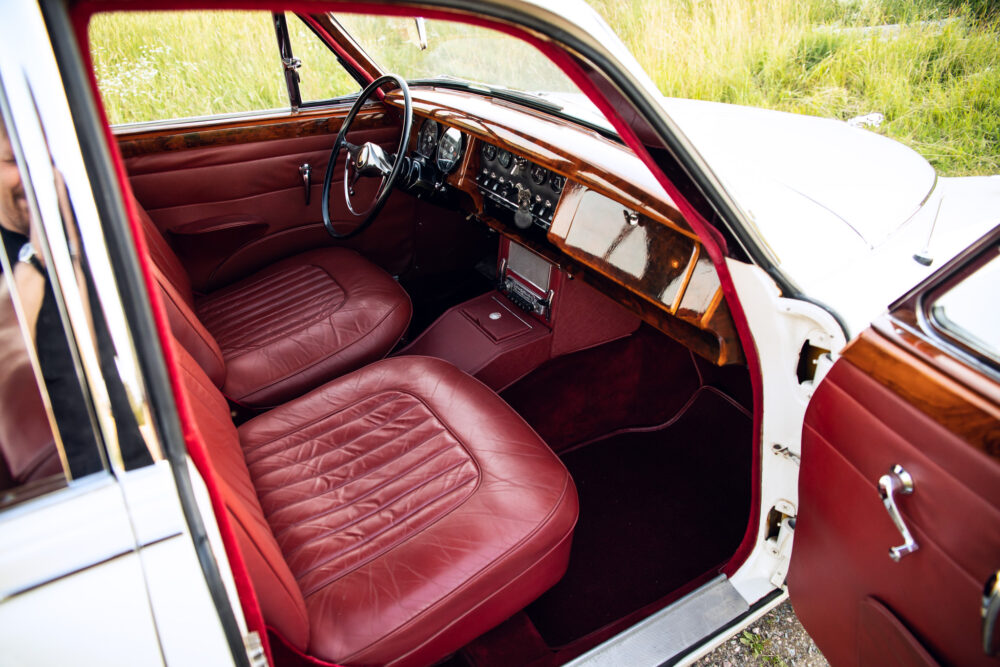 Vintage car with luxurious red leather interior