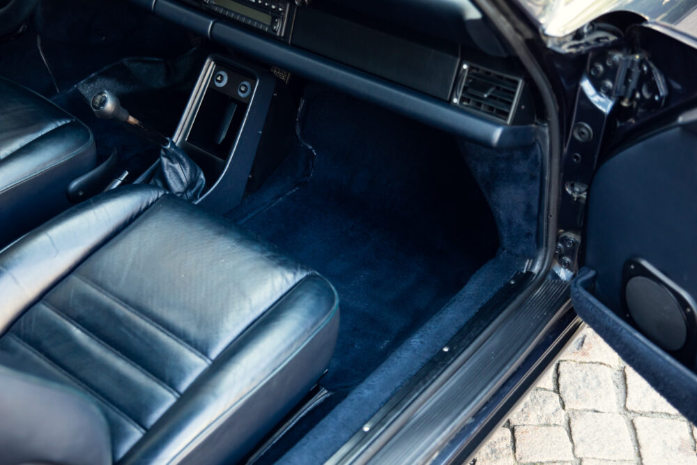 Interior view of a classic car with leather seats
