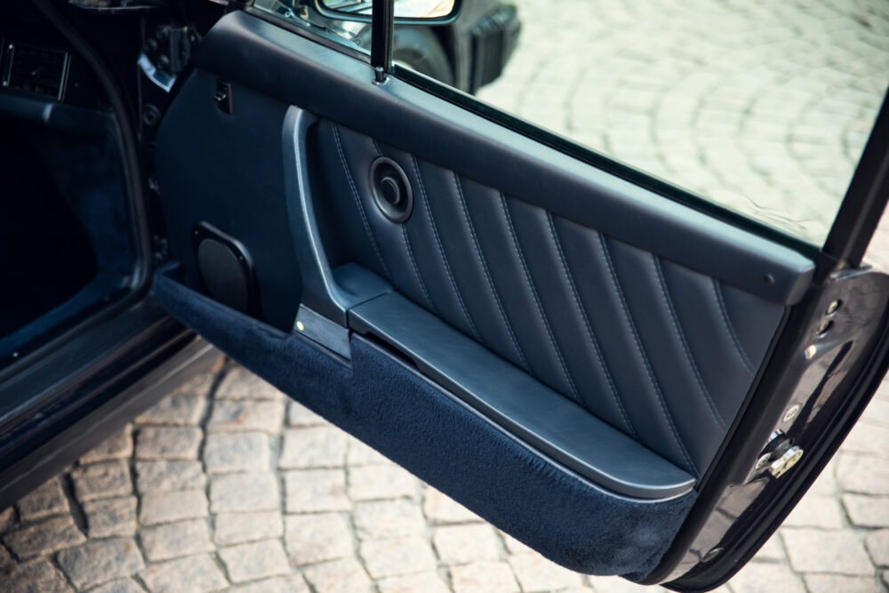 Luxury car door interior with leather details