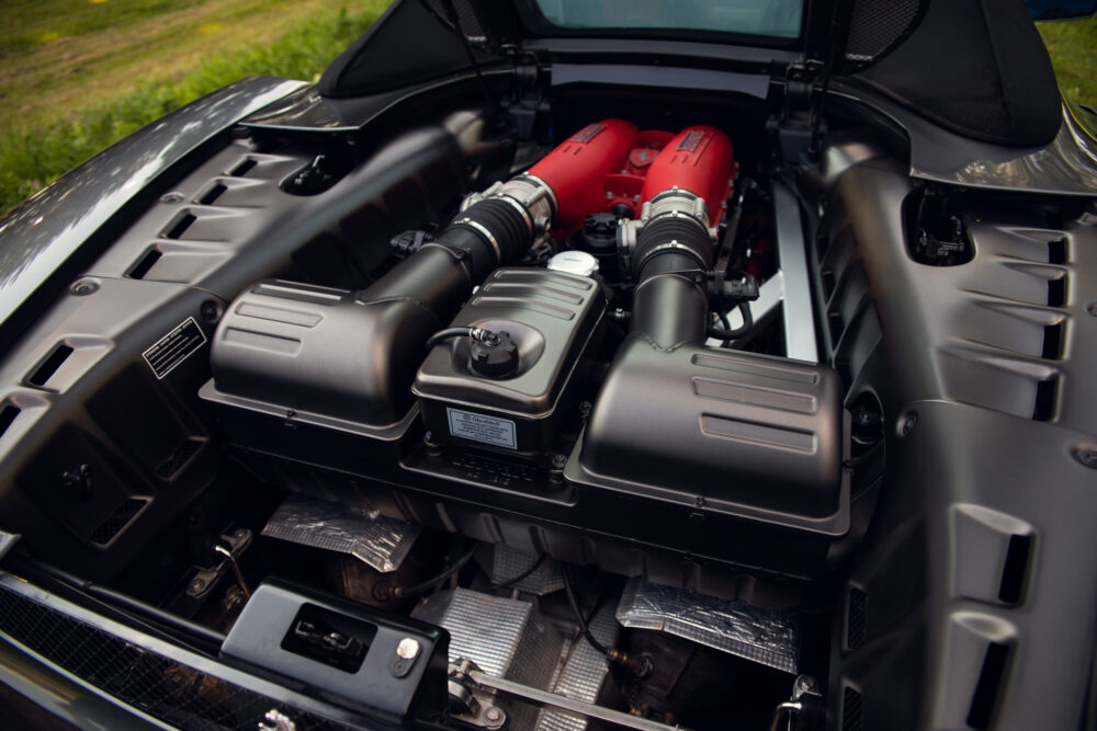 Detailed view of high-performance car engine