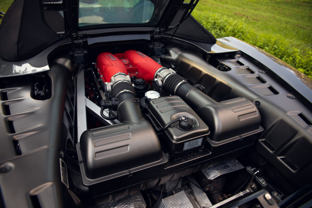 Detailed view of a modern car engine compartment