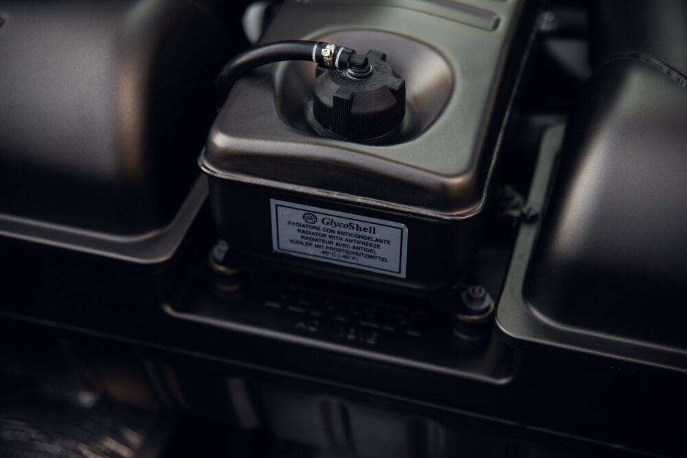 Close-up of GlycoShell antifreeze radiator cap and label