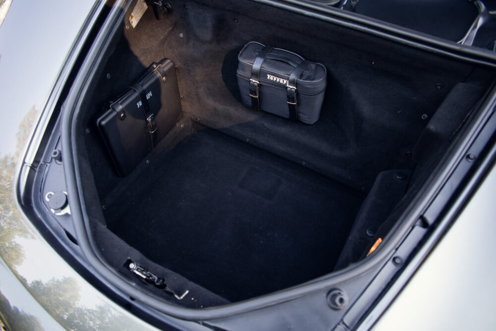 Car trunk with two black bags