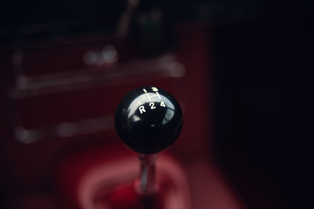 Close-up of a car's gear shift knob