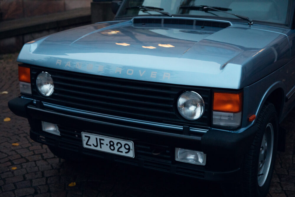 Close-up of vintage Range Rover front view