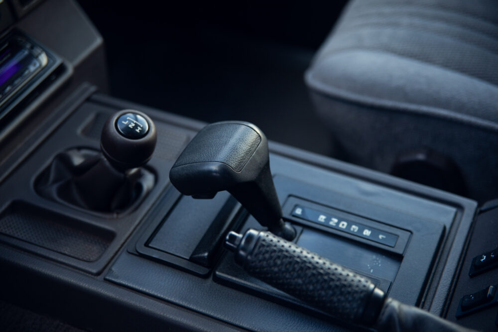 Close-up of car manual transmission shifter