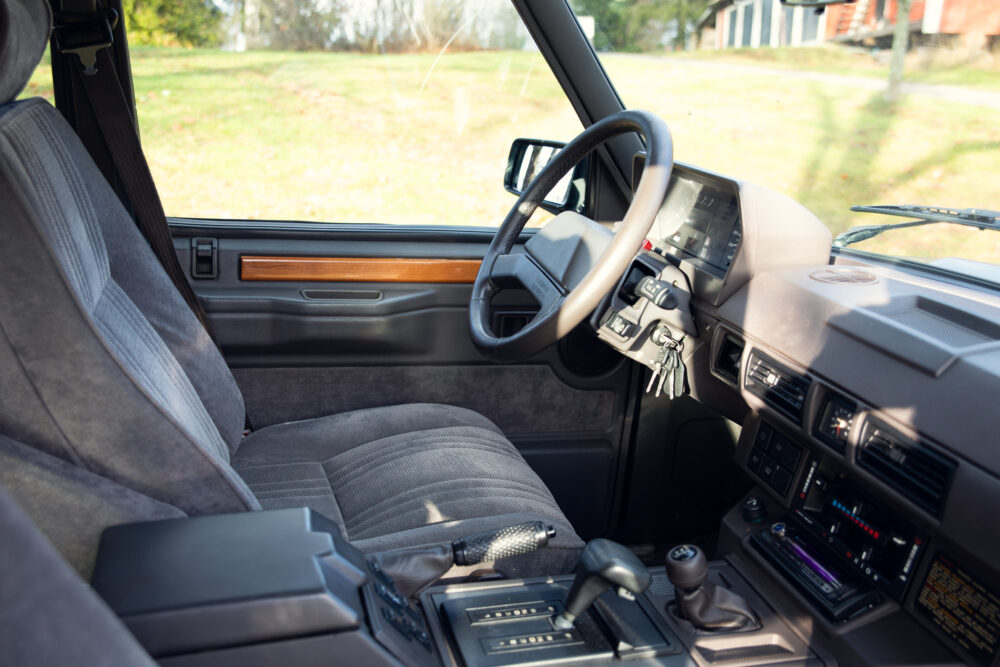 Vintage car interior with keys in ignition