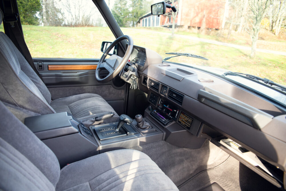 Vintage car interior with dashboard and steering wheel