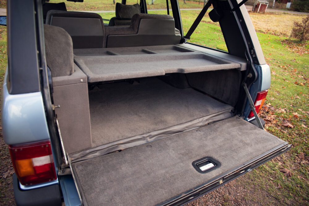 Open SUV trunk showing spacious empty cargo area