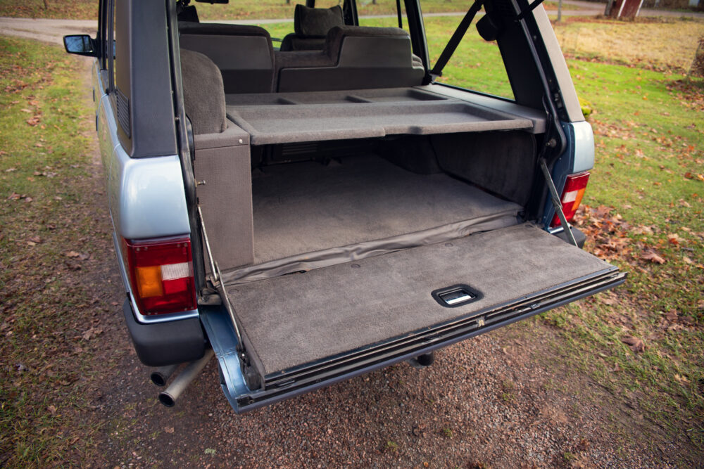 Open SUV trunk showing spacious empty cargo area